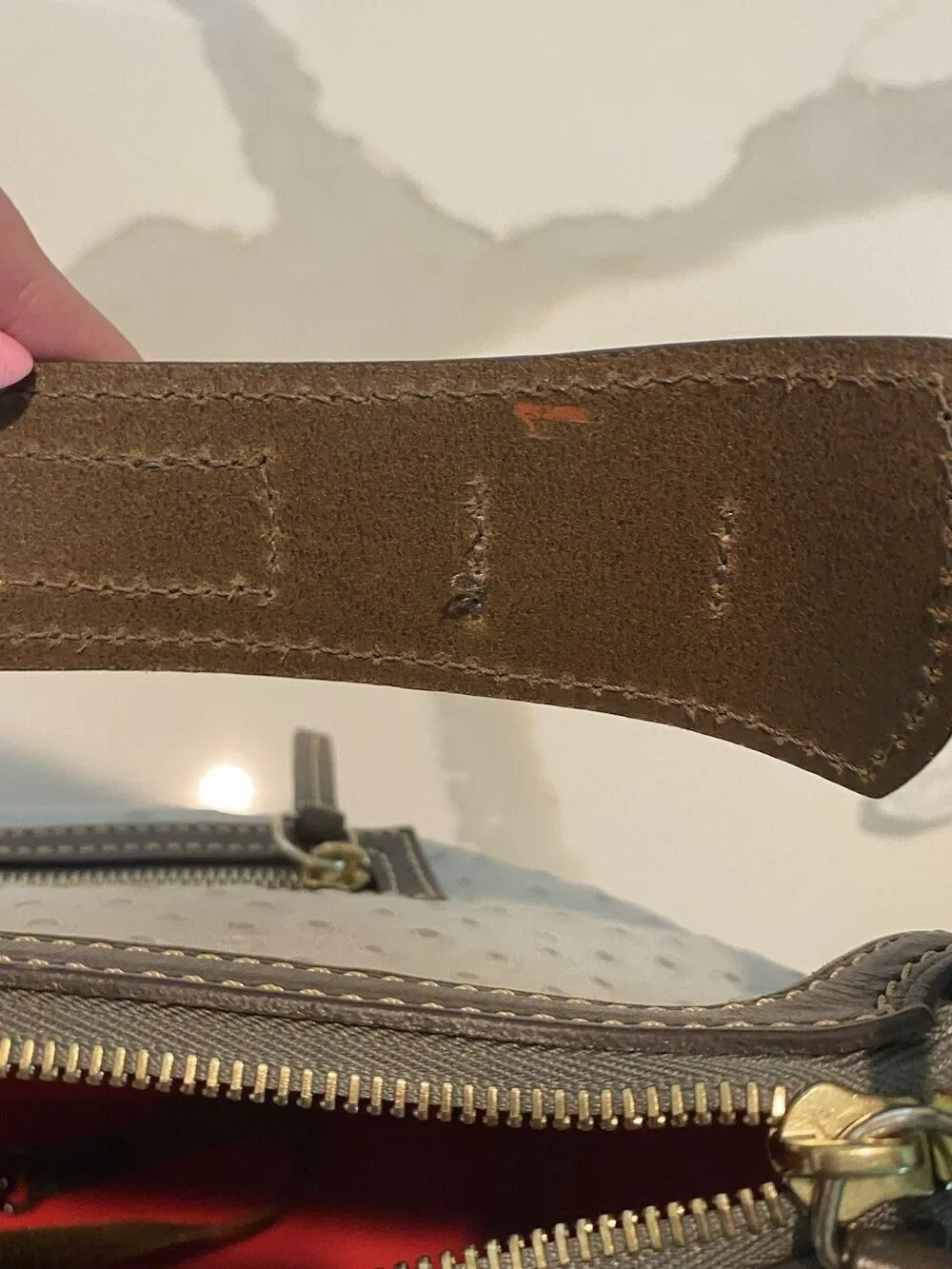 Dooney & Bourke Ostrich Hobo In Bone And Brown